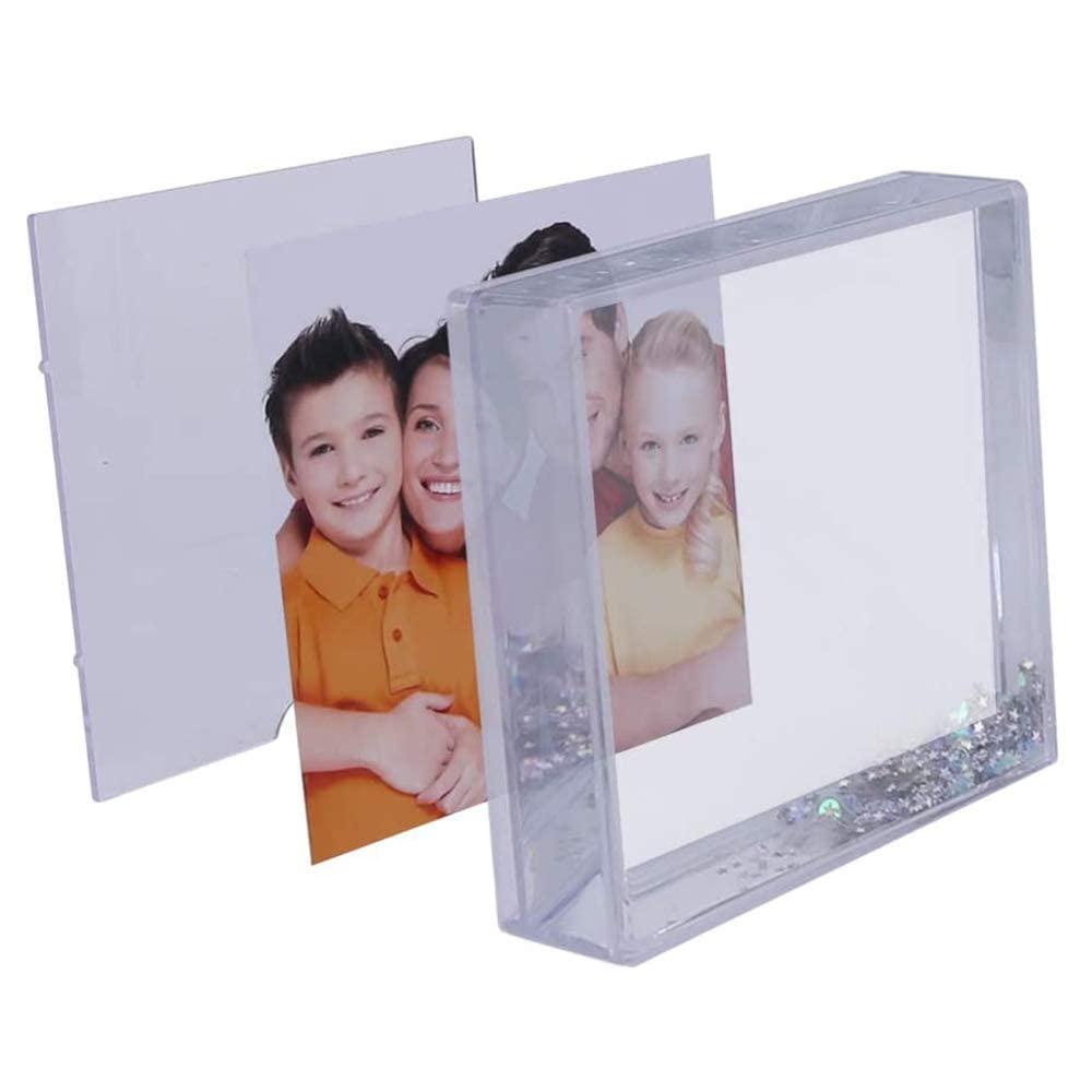 4x4 Glitter Picture Frame Cute Liquid Acrylic Photo Frames for Family Friends Couples Gifts