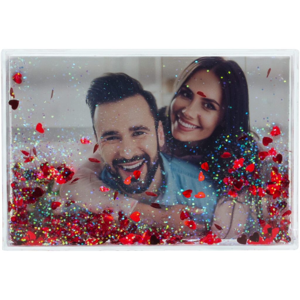 Glitter Picture Frame Liquid Best Friends Acrylic Floating Water Personalized Snow Globe Photo Frame Cute Family Couple Custom Gift heart glitter love picture frame