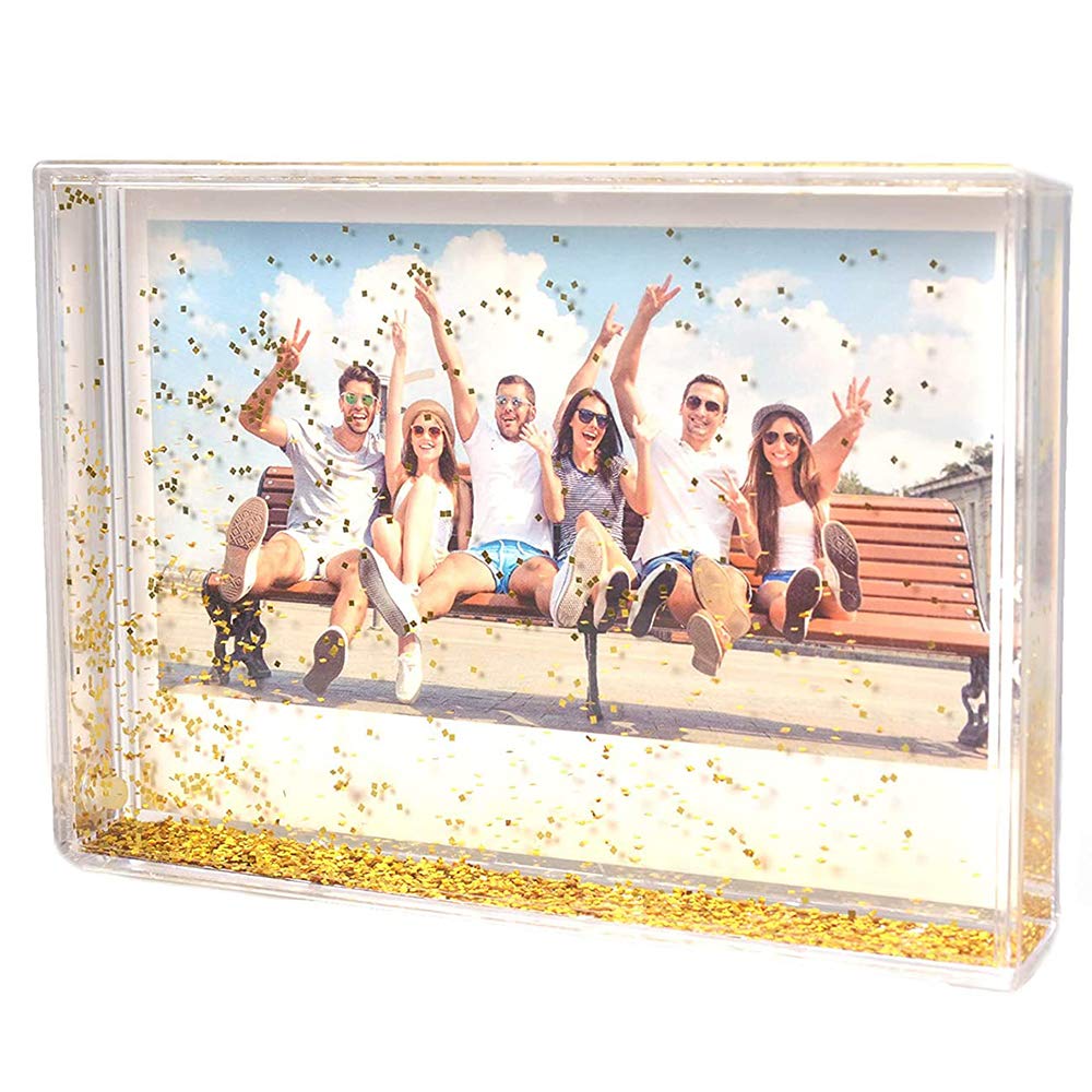 Glitter Picture Frame Liquid Best Friends Acrylic Floating Water Personalized Snow Globe Photo Frame Cute Family Couple Custom Gift