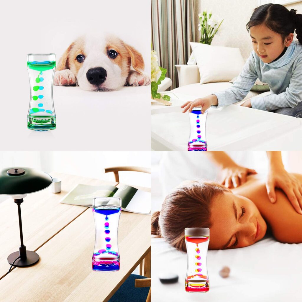 Calming Liquid Motion Bubbler - 3 Pack - Sensory Bottles for Kids and Adults - Hourglass Water Bubbler Timer - Handheld Water Game - Sensory Toys for Autistic Children