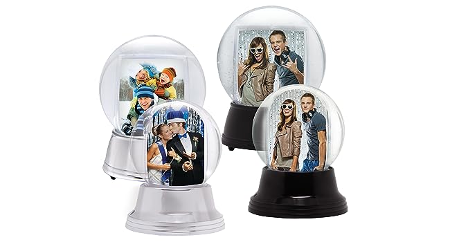 Large LED Light Up Photo Snow Globe - Silver Base