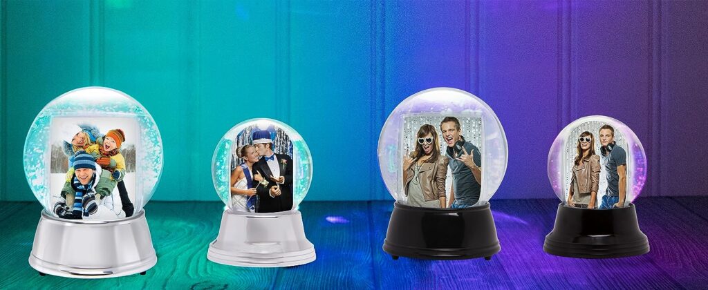 Large LED Light Up Photo Snow Globe - Silver Base