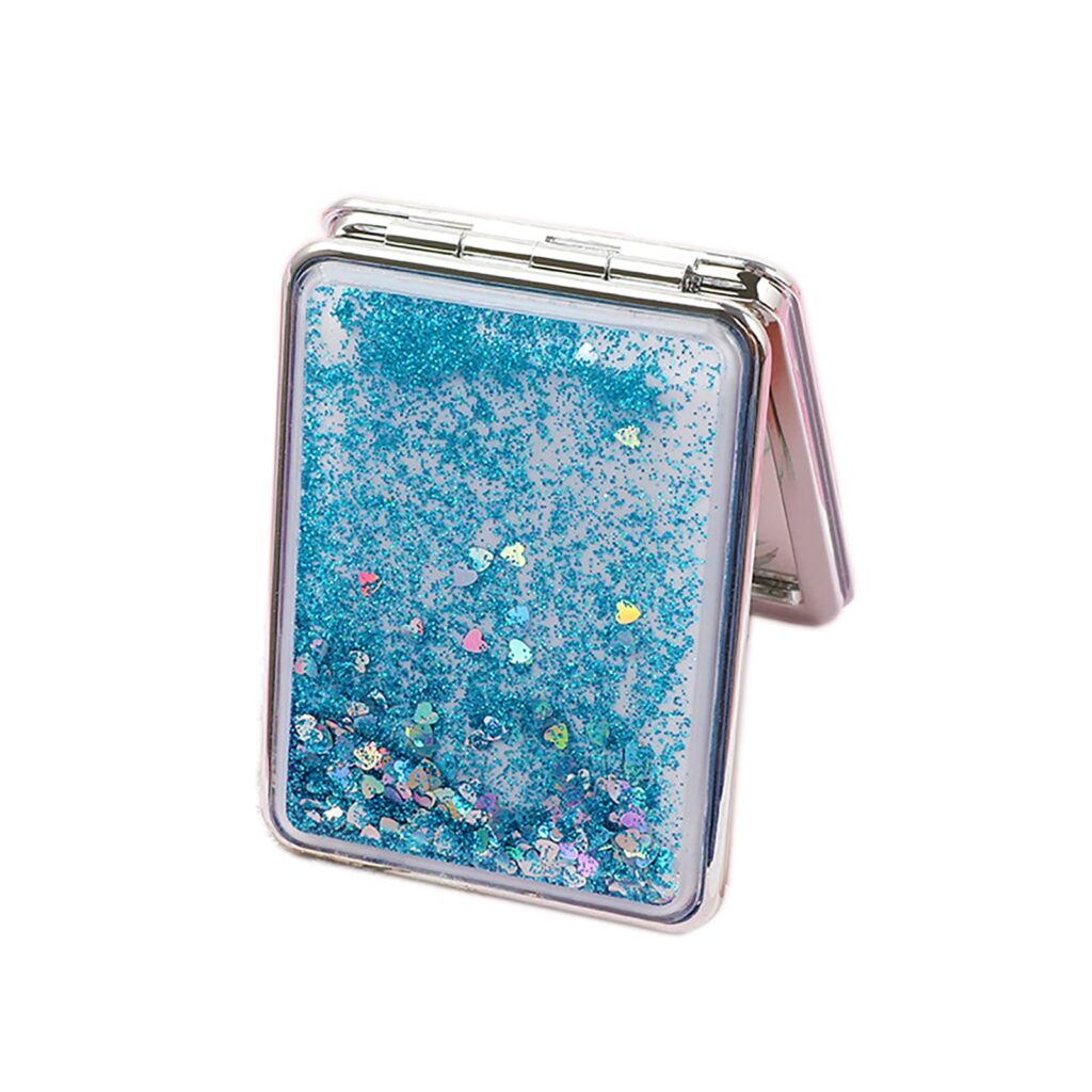 Quicksand Glitter Compact Mirror Foldable Fashion Hand Mirror Portable Travel Pocket Cosmetic Mirror