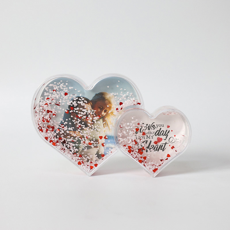 double heart snow globe