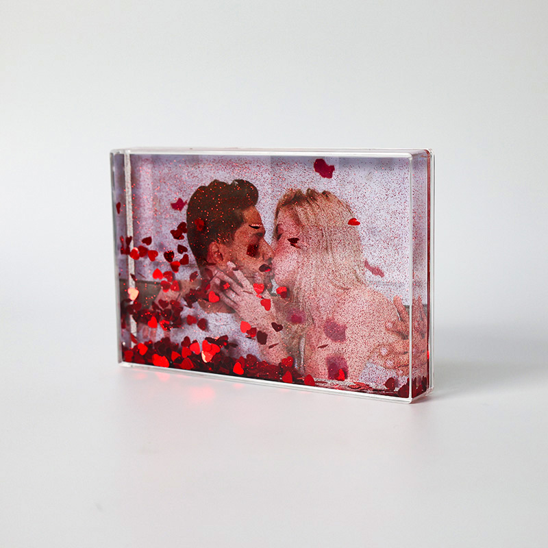 red heart glitter photo frame